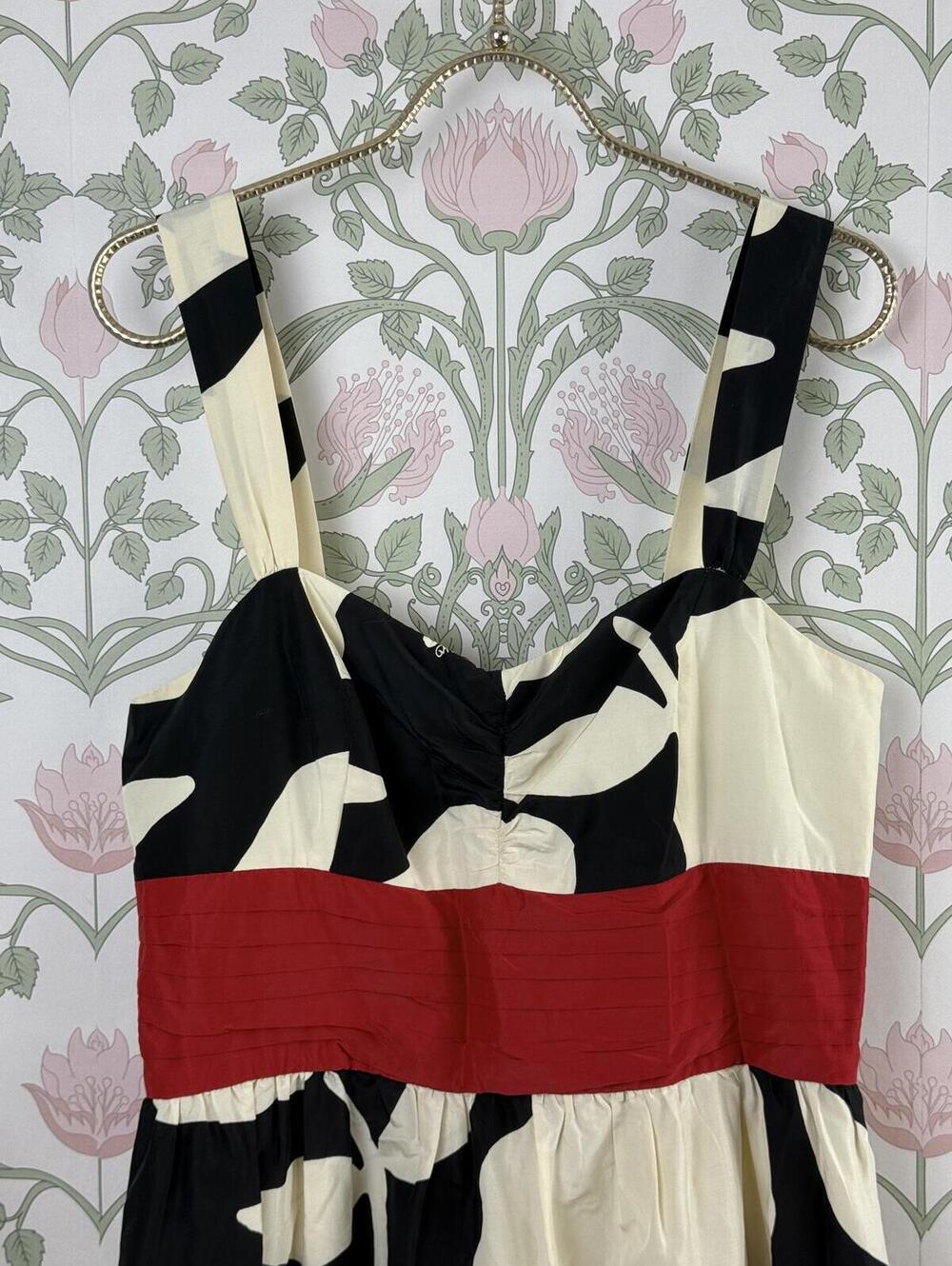 Lilly Pulitzer Black & Cream Silk Blend Red Waistband Dress - Size - Size - 12 - Picture 8 of 8